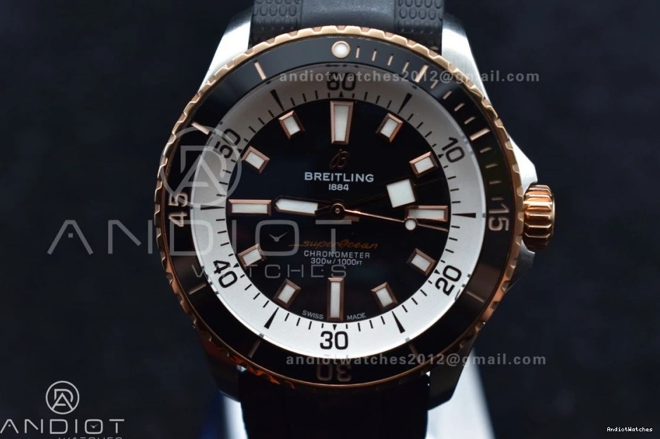 A SuperOcean Rubber Automatic BLSF Best 1:1 1165 Edition Black Comfortable RG Black on SS Strap 42 Dial 1005